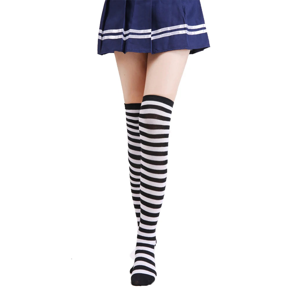 Japanese Lolita Socks Cotton Hosiery Girl Uniform Socks Lined Retro Socks for Adult Costumes Stockings