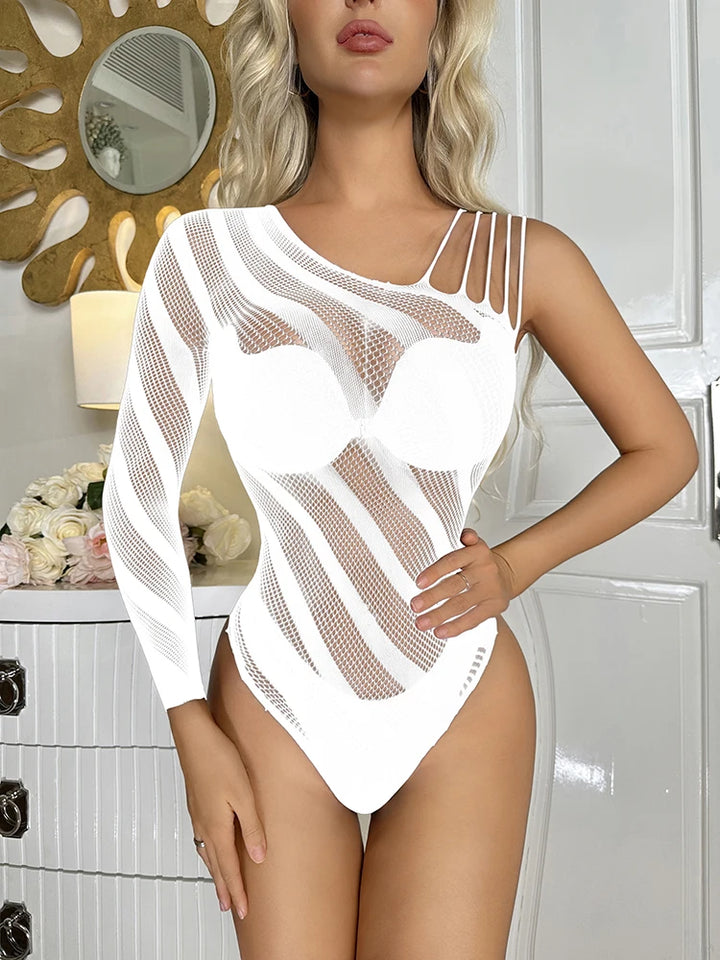 Sexy Garter Belt Crew Shoulder Lingerie Dress Adult Women Sexy Fishnet Bodystocking Full Body Stockings Hosiery Socks