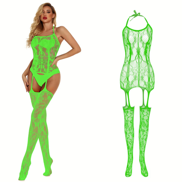 2024 Femme Lingerie One Piece Black Cutout Jacquard Stockings Full Body Erotic Lingerie Crotchless Bodysuit Nylon Sexy