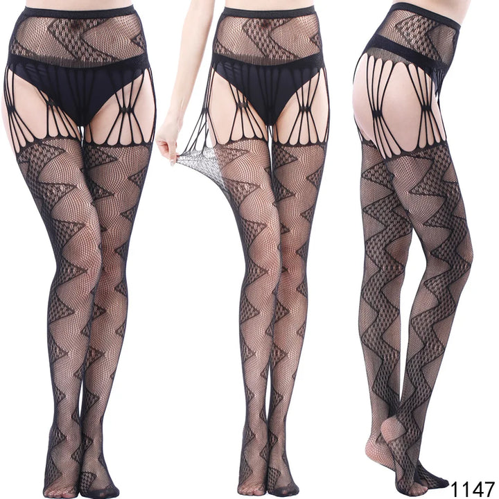 Womens Lingerie Body Garter Belt Thigh High Sheer Nylon Stockings Suspenders Sexy Pantyhose/tights