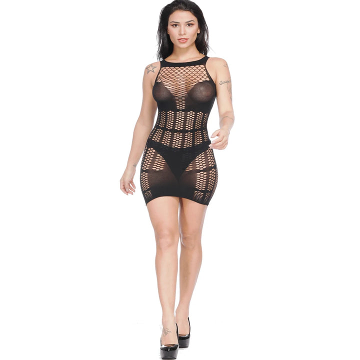 Medias Fishnet Teddy Dress for Women Sexy Body Stocking Lingerie Femme Sexy Erotic Dancewear Strippers Outfit Babydoll