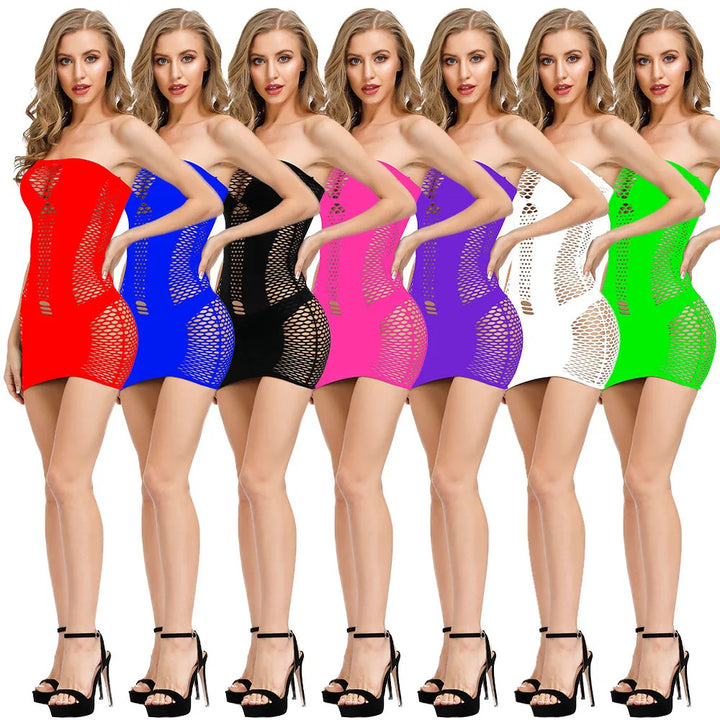 Women Erotic Lingerie Hollow Out Fishnet Lingerie Mesh Babydoll Crotchless Body Stocking Lace Lingerie Body Dress Outfit