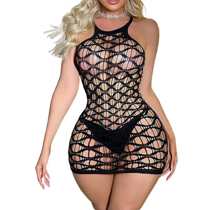 Hot Ladies Sexy Undergarments Nylon Fishnet Jumpsuit Mature Sheer Erotic Lingerie Femme Sexy See Through Bodysuits W667