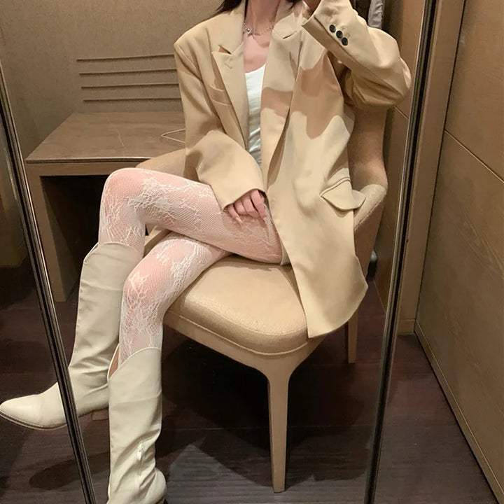 Wholesale Custom GG LOGO Pantyhose White Women's Sexy Crotchless Body Stocking Hosiery Lingerie Femme Sexy 2024