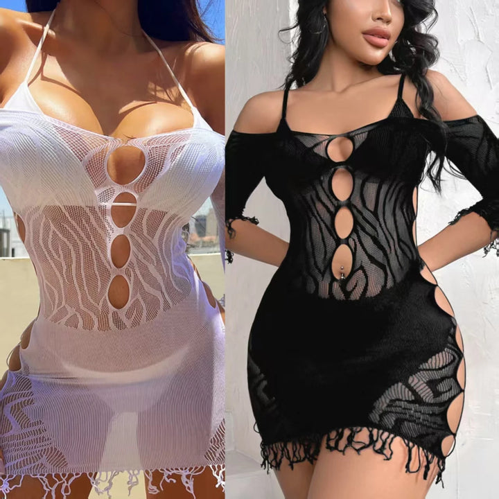 Women's Sexy Fishnet Bodystocking Mesh Lingerie Plus Size Underwear with Hollow Out Decoration Women's Shapewear W483