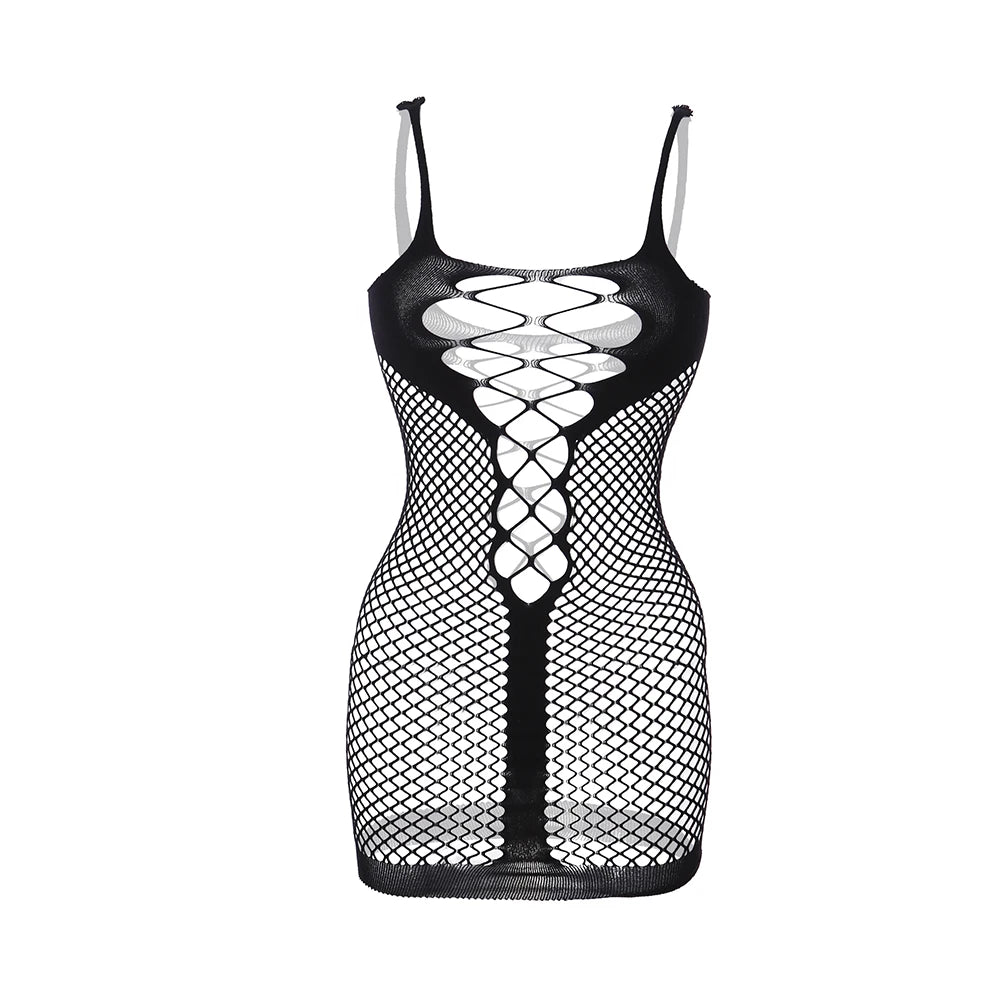 Women's Clothing Mature Mesh Sheer Erotic Lingerie Femme Sexy Babydoll Halters Fishnet Jumpsuit Control Slips Dresses