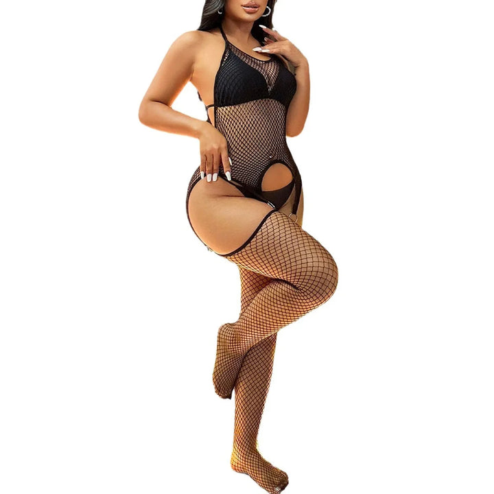 Ins Hot Fashion Full Body Stockings Lingerie Femme Sexy Crotchless Hosiery Patch Stockings Women Bodysuits Underwear