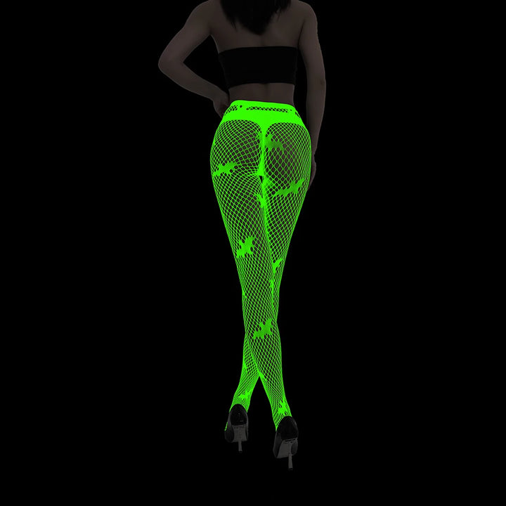 Women Body Stocking Glow in the Dark Sexy Fishnet Bodystocking Transparent Nylon Socks Mesh Pantyhose