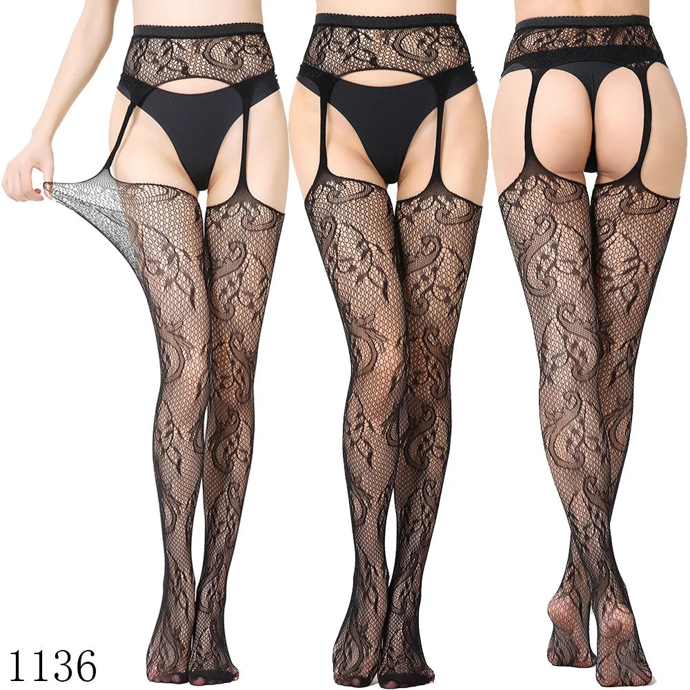 Womens Lingerie Body Garter Belt Thigh High Sheer Nylon Stockings Suspenders Sexy Pantyhose/tights