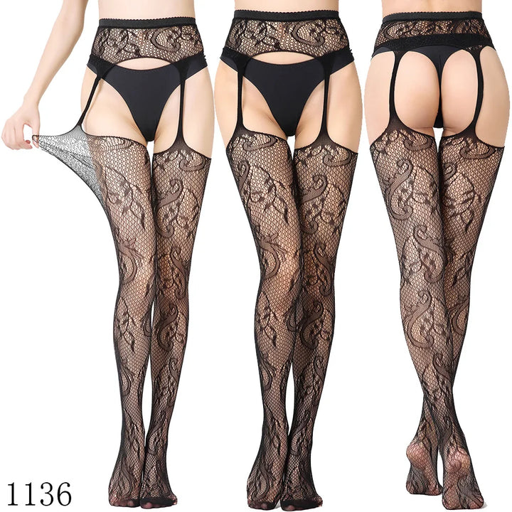 Womens Lingerie Body Garter Belt Thigh High Sheer Nylon Stockings Suspenders Sexy Pantyhose/tights