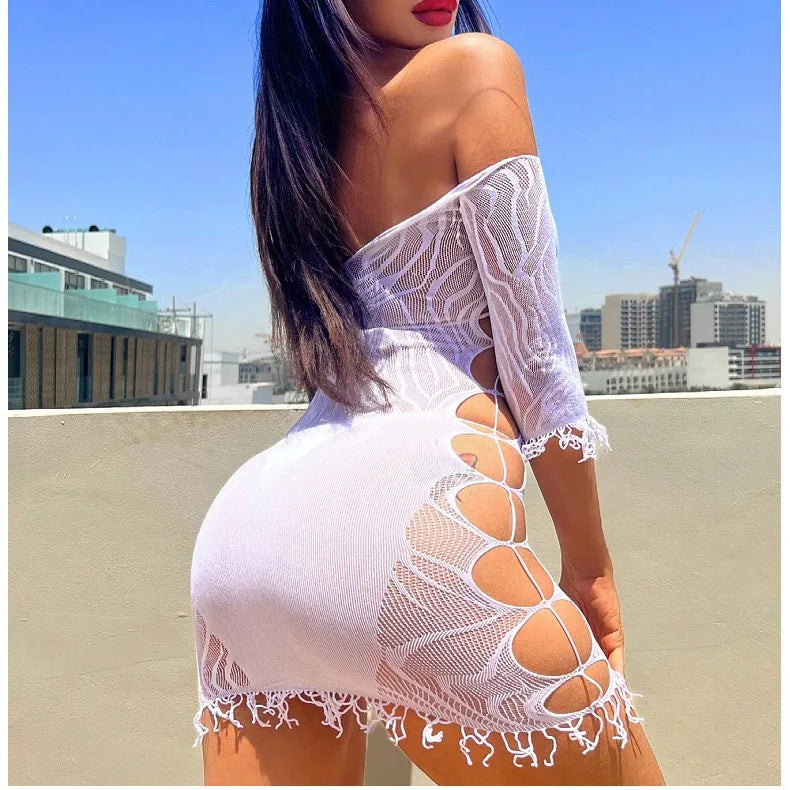 Women's Sexy Fishnet Bodystocking Mesh Lingerie Plus Size Underwear with Hollow Out Decoration Women's Shapewear W483