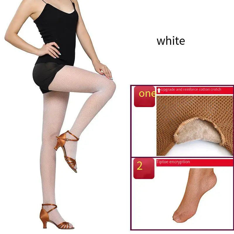 Women's Professional Soft Stretch Non-slip Dance Fishnet Tight Stockings Samba Tango Latin Dance Pantyhose