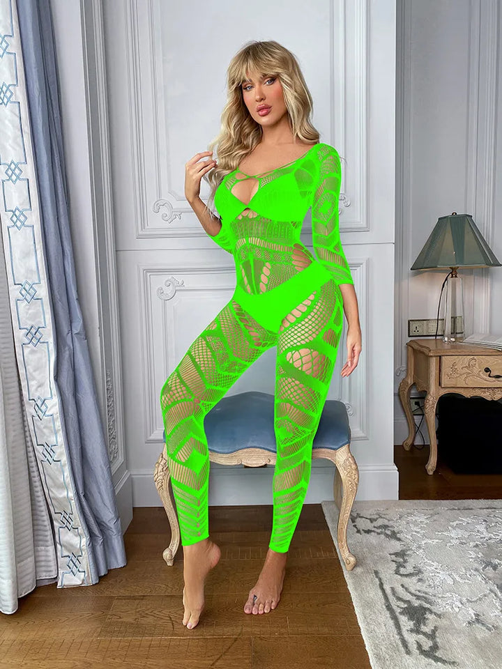 Black Striped Fishnets Bodystocking Women's Plus Size Clothing Sexy Mesh Bodysuit 2024 Femme Lingerie Sexy Stockings