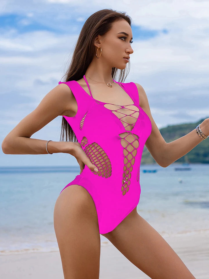 Sexy Body Stocking Transparent Bodysuit See Trougth One Piece Jumpsuit Exotic Dancer Outfits Fishnet
