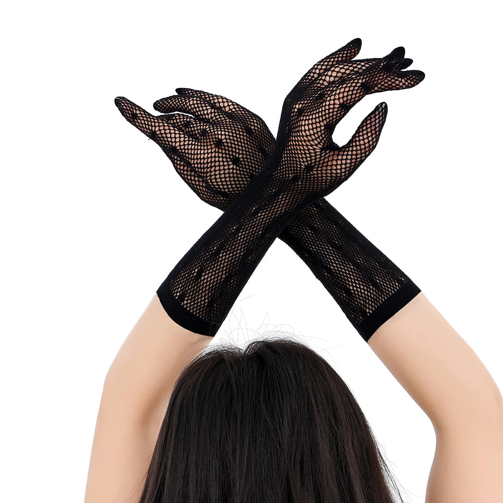 Rhinestone Lingerie Decor Long Gloves for Party Wear Hot Leopard Mature Girls Shiny Sparkle Diamond Costume Accessory
