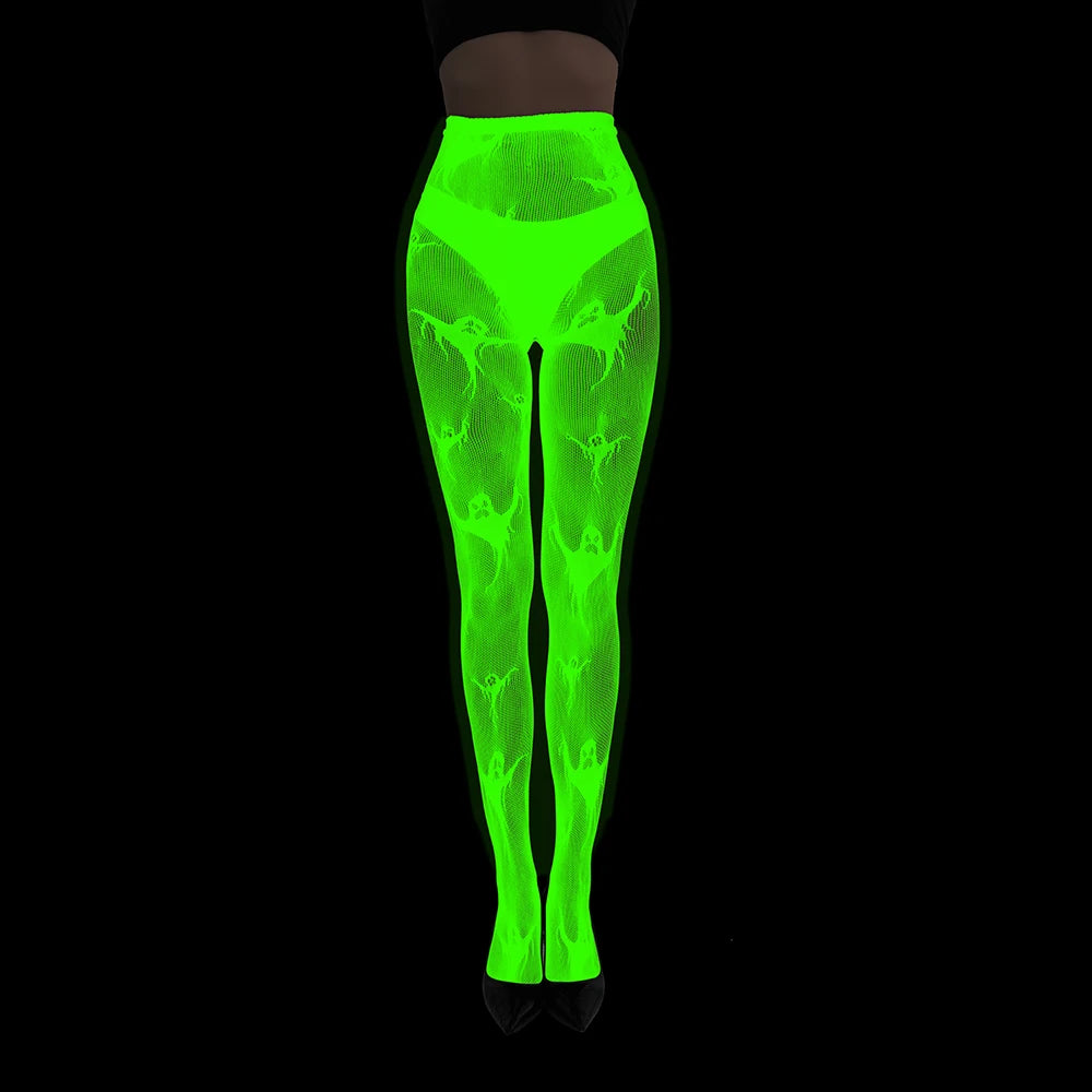 Glow in the Dark Net Socks Sexy Party Luminous Fishnet Pantyhose Women Stocking Tights Sheers Nylon Socks Mesh Pantyhose