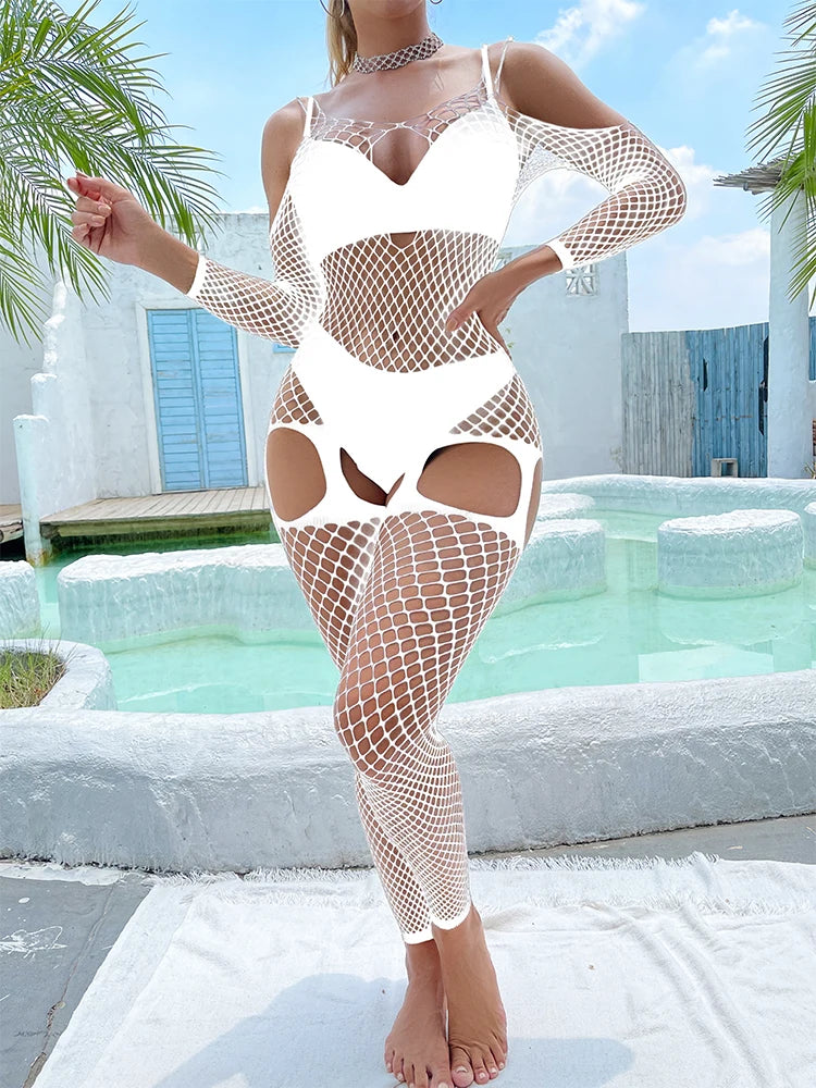 Hot Sales Suspender Pantyhose Tights  Mature Women Sexy Fishnets Full Bodystocking Mesh Lingerie Stockings W586