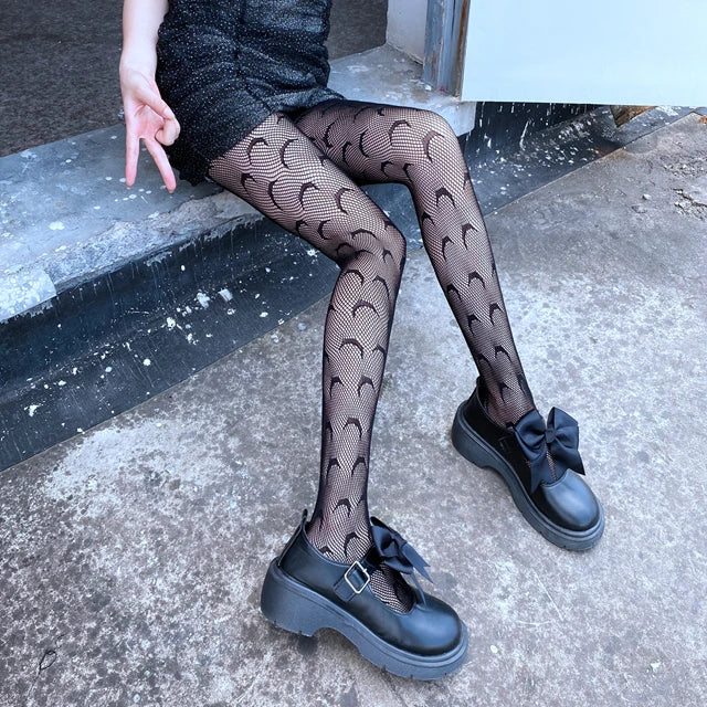 Women Sexy Sexually Single Hole Fishnet Stocking Fine Mesh Single Open Net Front and Rear Open Pantyhose Stocking