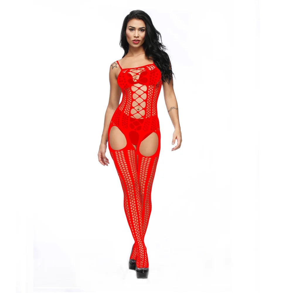 2025 Classic Star Sellers Slim Hollow Out Mesh Multicolor Crotchless Sleeveless Fishnet Bodystocking Sexy Lingerie