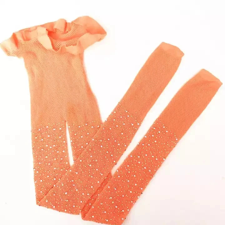 Kids Kawaii Pattern Mesh Shiny Rhinestone Fishnet Tights Girls Fishnet Stockings for Princess Dress High Waist Mesh Tights