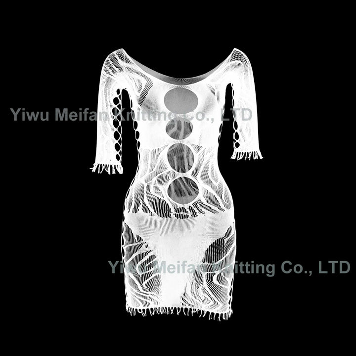 New Sexy Transparent Open Temptation One-Piece Lingeries Fishnet Ultra-thin Jacquard Tassel Mature Sexy Bodystocking