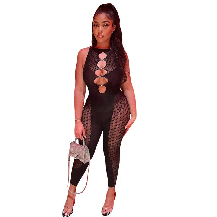 One Piece Playsuits Hollow Out Bodycon Women's Jumpsuits Playsuits Sexy Tights 2024 Exotic Lingerie Sheer Full Body Stocking