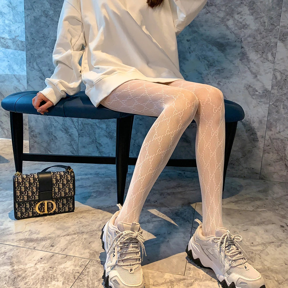 Dancewear Sexy Jacquard Hollow Pattern Mesh Sock Hollow Pantyhose Bow Patterned Goth Fishnet Leggings Pantyhose for Halloween