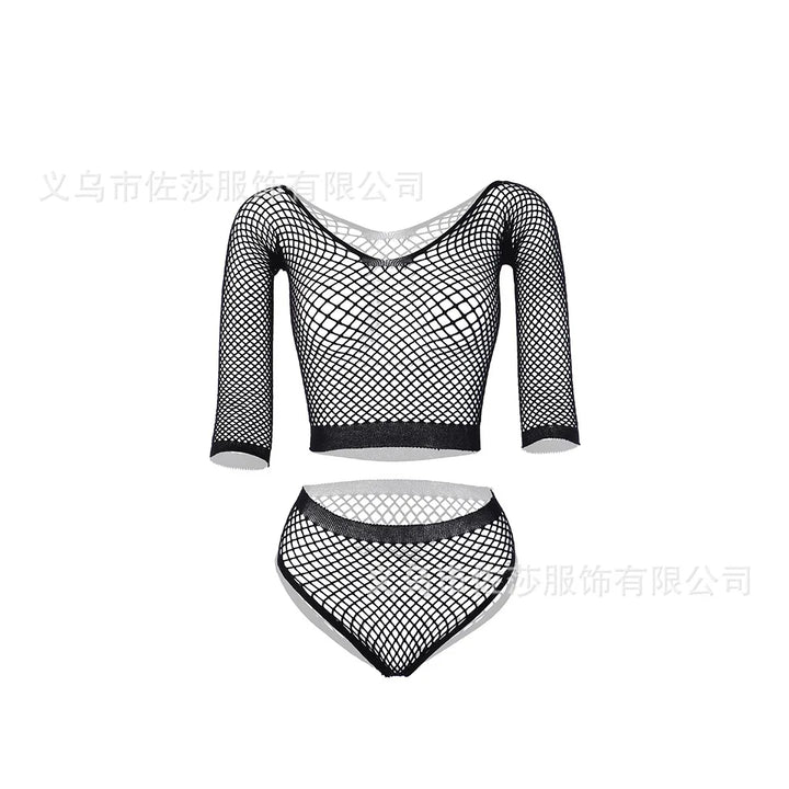 Sexy Mini Bodydress Set Mesh Nets Full Body Stocking Lingerie Women Polyester Seamless Body Stocking Dress