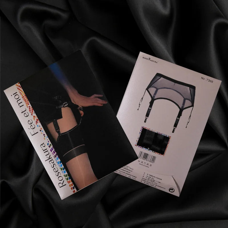 Women's Lingerie Costumes Sexy Stocks With Suspender Garter Belt With 4 Straps Metallic Clip for Stocking Lingerie