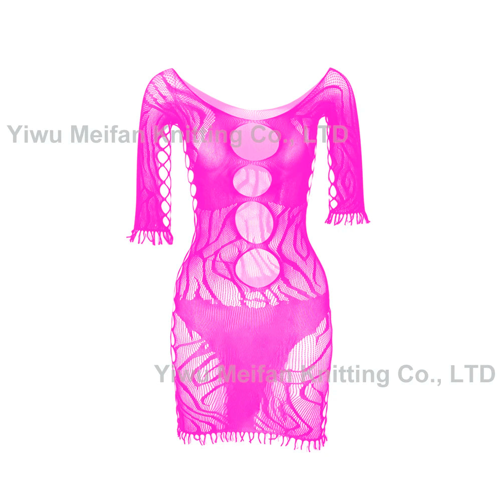 New Sexy Transparent Open Temptation One-Piece Lingeries Fishnet Ultra-thin Jacquard Tassel Mature Sexy Bodystocking