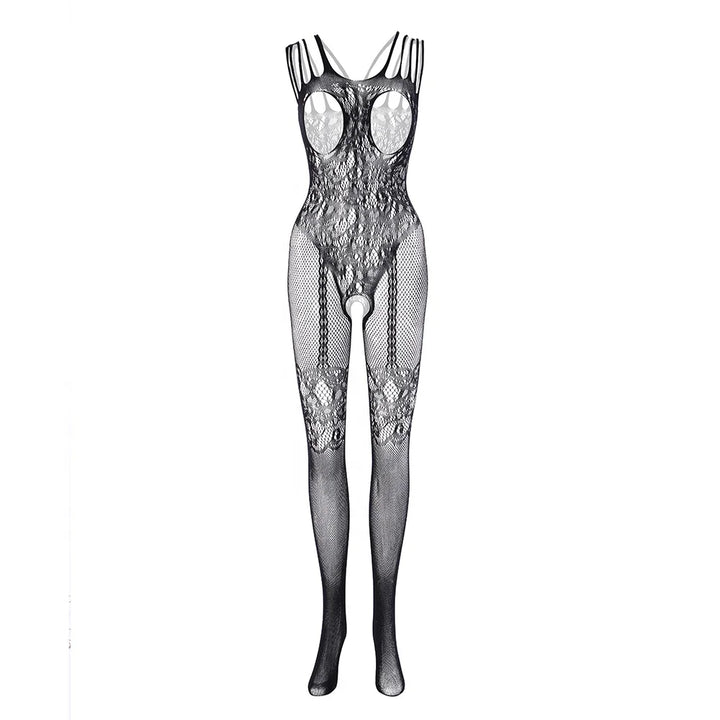 Adult Women Sexy Exposed Breast Erotic Lingerie Femme Sexy Garters Belt Bodysuit Underwear Floral Lace Bodystocking