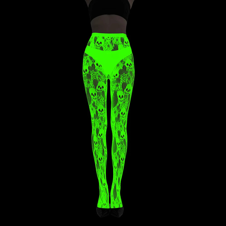 Women Body Stocking Glow in the Dark Sexy Fishnet Bodystocking Transparent Nylon Socks Mesh Pantyhose