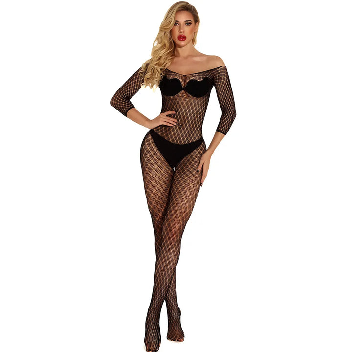 XXL Colors Sexy Lingerie Bodystockings Women Fishnet Open Crotch Catsuit Mesh Tights Lingerie Erotic Jumpsuit Bodysuit Teddie