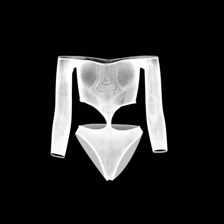 Full Sleeve Fishnet Stockings Bra&Brief Sexy Sheer Lingerie for Women Beach Bodysuit Seamless Chemise Tights