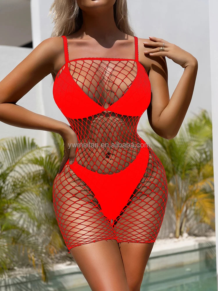 Women Fishnets Body Stocking Sexy Erotic Lingerie Panties Regular Hollow Out Fit Bodysuit One-piece Mesh Elasticity Jumpsuit