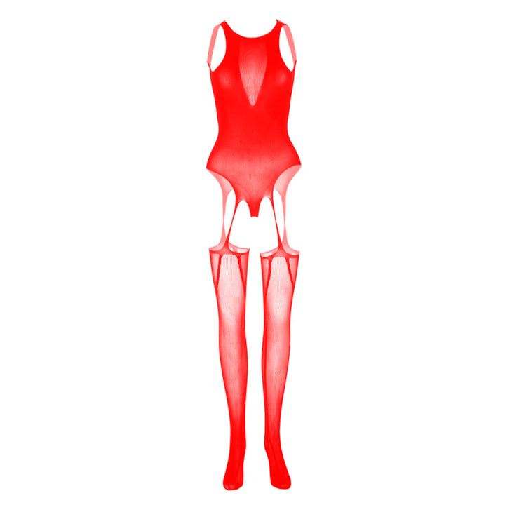 Lady's Fishnet Bodystocking Carter Belt Attached  Pantyhose Beachwear Crotch Open Sexy Erotic Lingerie Women