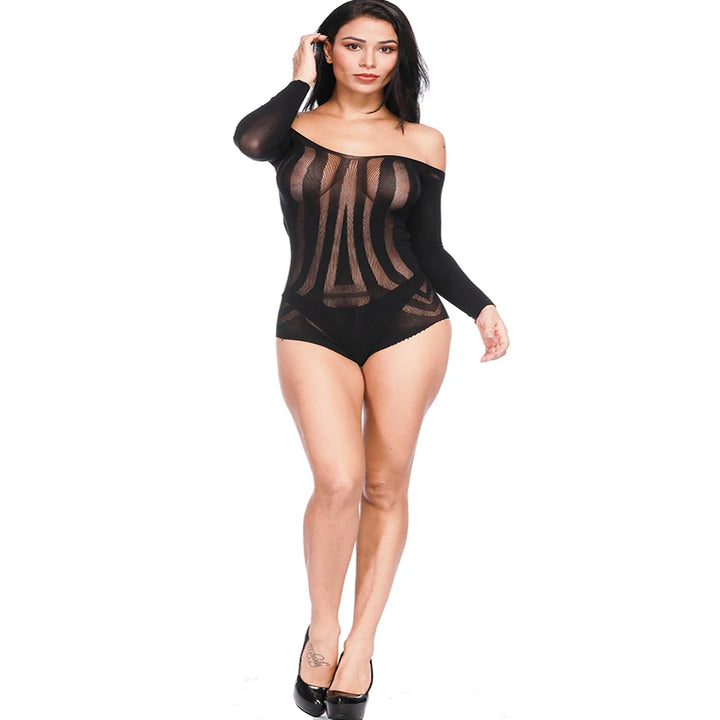 Lingerie Femme 2023 Fishnet Bodystocking Babydoll Lingerie Chemise Halter Nightwear Bodysuit Chemise Mini Teddy Dress