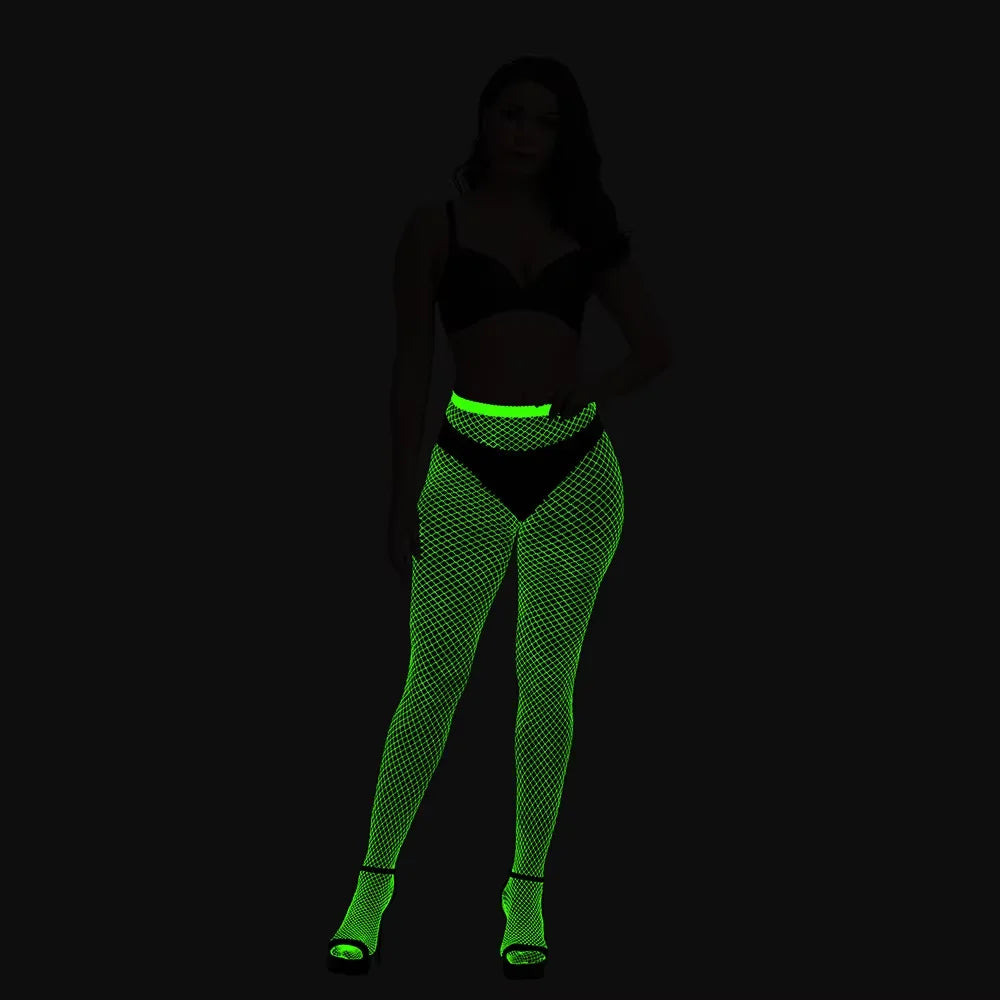 Sexy Stocking for Women High Quality Fishnet Stockings Skinny Luminous Tight Pantyhose High Thigh  Dancewear Glow in the Dark