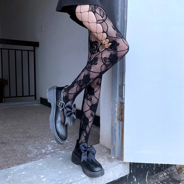 High Waist Patterned Fishnet Tights Lingerie Patterned Tights Fishnet Floral Stockings Pantyhose Stockings Leggings