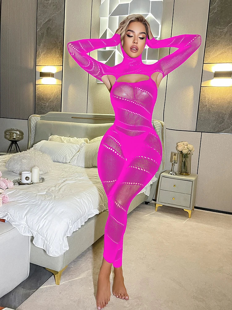 2025 NEW Hooded Sexy Rhinestone Body Stocking Plus Size for Chubby Women Crotchless Bodysuits Erotic Lingerie Outfits