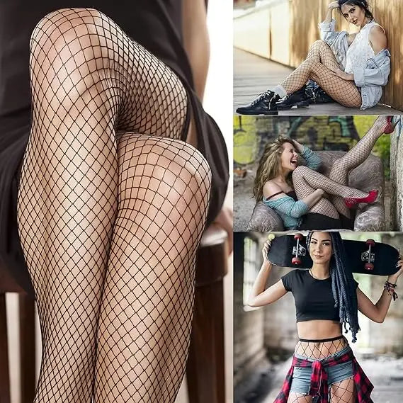 Wholesale Women Sexy Fishnet Pantyhose Tights Stockings Black Mesh Sheer Thin High Tights High Street Fishnet Tights