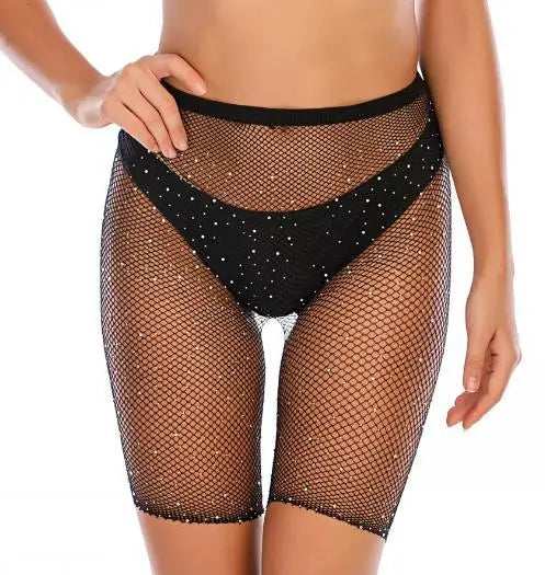 2024 Wholesale Rhinestone Body Hosiery Stockings Fashion Fishnet Shorts Sexy Medium Opaque Fishnet Pantyhose/Tights