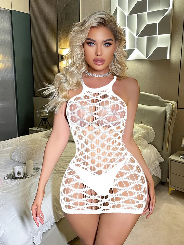 Women Body Stocking Sexy Bodycon Evening Dress Erotic Bodysuits Nighty Dress for Girl K382