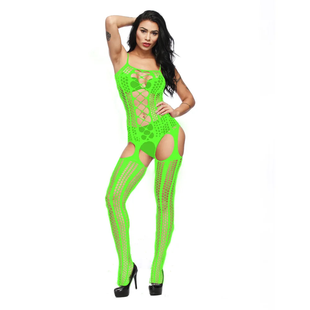 Manufacturer Women's Sexy Glitter Stockings Full Body Nylon Fishnets Bodystocking Sexy Lingerie Dress Sheer Bodysuit