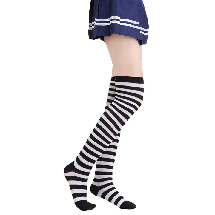 Japanese Lolita Socks Cotton Hosiery Girl Uniform Socks Lined Retro Socks for Adult Costumes Stockings