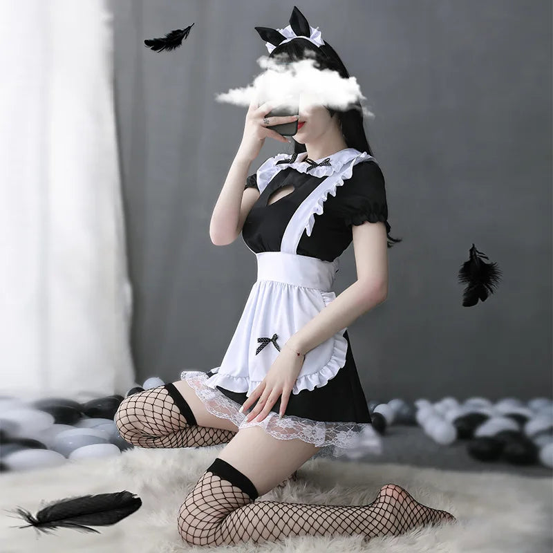 Thigh High Socks Tie High Fish Net Stockings Women's Maid Nurse Uniform With Sexy Underwear Knee High Fishnet Socks