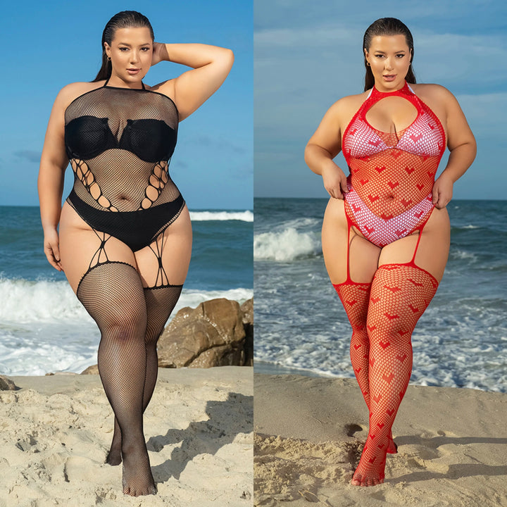 220lbs Sexy Plus Size Bodystockings for Chubby Women Sexy Garter Belt Stockings Full Body Nuisette Sexy Lingerie Femme