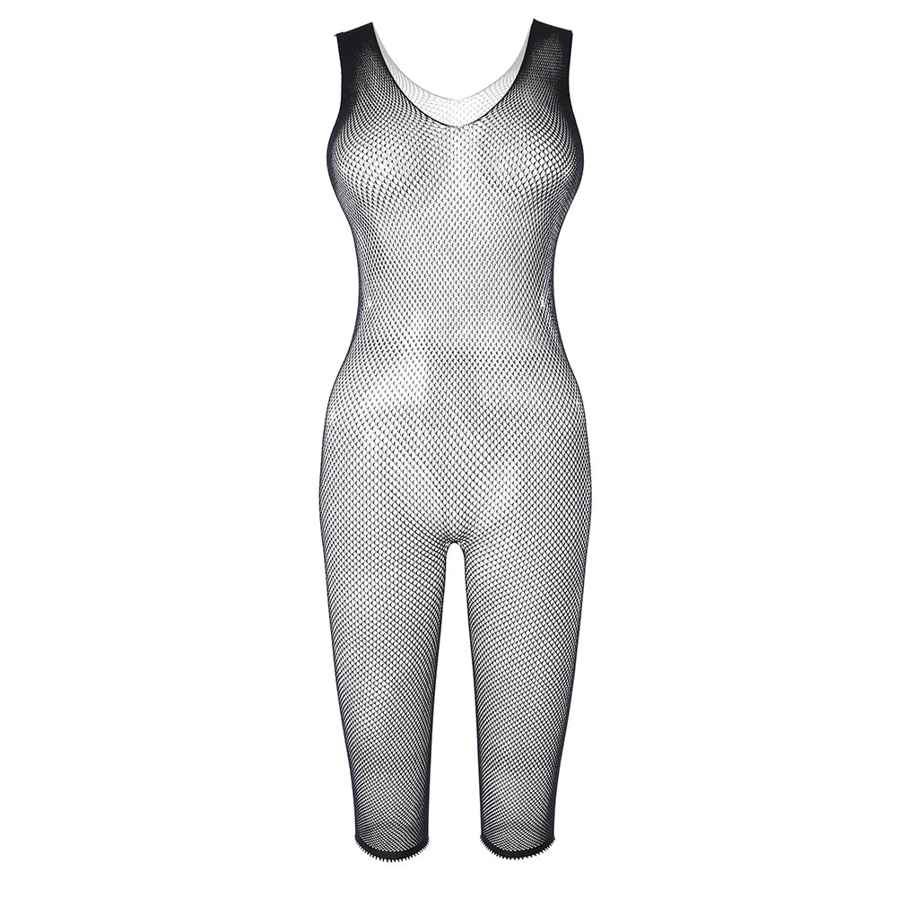 2024 Femme Lingerie Sexy Solid Mesh Bodysuit Women's Sexy Erotic Lingerie Stockings Fishnet Crotchless Bodystocking