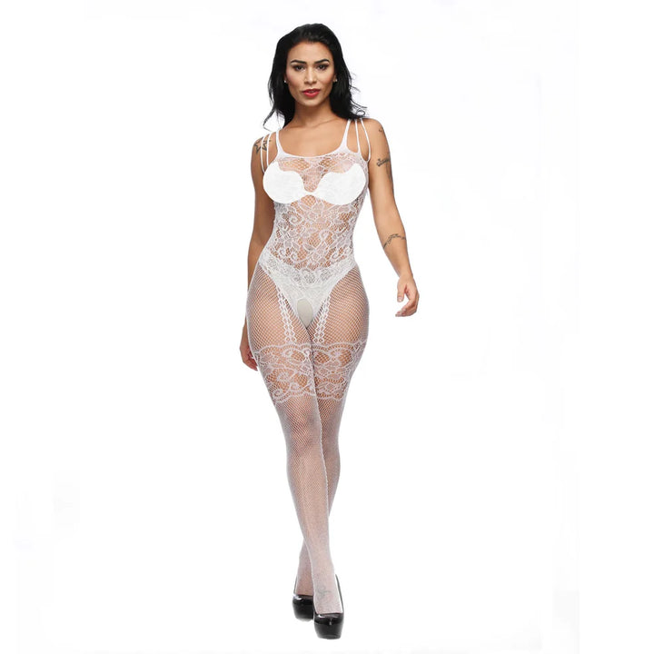 Factory Wholesale Skin Lace Mesh Sheer Lingerie Women Sexy Crotchless Body Stocking Fishnets Bodysuit for Women Clothing W085