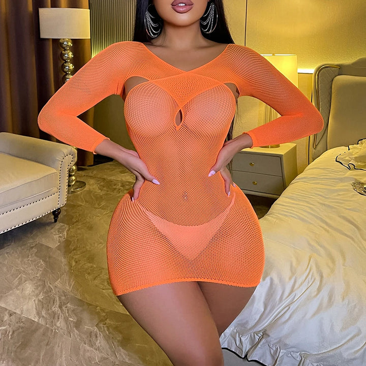 Women Sexy Fishnet Body Stocking Lingerie Femme Sexy Transparent Bodystocking Women Sexy Erotic Underwear Teddy Dress